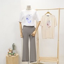 페이스수채화티셔츠TURA22642엑스코점, 34BEIGE,FreeSize