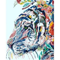 EZRE 주문제작 DIY 숫자 유화동물그림 40 x 50cm diy 유화그리기세트 40 x 50cm, 007 생화사자40×50cm