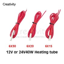 돼지꼬리히터 1PC 1M 12V24V 30W40W 세라믹 카트리지 히터 CR10 Ender3 J헤드 핫 엔드 압출기 3D 프린터 부, 02 24V_02 1PC  6x30 40W