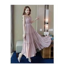 원피스 123# 초여름 여잔치 핑크 나시 허리 여밈 롱스커트 다소미얼 Z