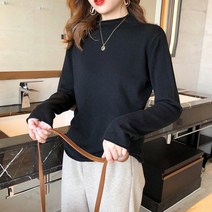 여자 니트 핏예쁜 가을여행룩 데이트 룩 슬림 남자들이좋아하는 반목 얇은 심플한 깔끔한