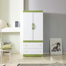 해해동동 클라라(댐퍼경첩)투서랍형 옷장 이불장 신제품(88), 화이트그린