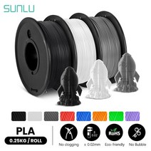 3d 프린터 재료 SUNLU-3 롤 PLA 3D 필라멘트 1.75MM FDM 프린터 250G 미니 스풀 더 많은 색상 무취 무독성, 12 Black White Grey
