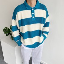 모찌 스트라이프 카라 벌룬 오버핏 크롭 니트 5color