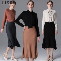 리스트 리스트 머메이드 울 니트 밴딩 스커트