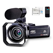 마이크 터치 스크린이 있는 48MP HD 디지털 카메라 비디오 레코더용 4K 카메라, 블랙+광각렌즈 1x폭+마이크, 1920x1080P