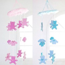 돌잔치 이벤트 행사 아기방 돌상 장식 소품 파티 장식 용품 아가방 꾸미기 BABY PARTY 베어 셔츠 모빌 110cm 2색 택1, 핑크
