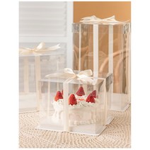 투명 케이크 상자 베이킹 포장박스 디저트 꽃 선물박스 상자포장케이스 1호 2호 207mm 255mm 1단 2단 3단 10개세트, 2호(255mm), 2단(267mm)