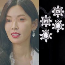 영블리 YJE707 펜트하우스 김소연 천서진 연예인 귀걸이 크리스탈 스톤 큐빅 플라워 드롭 귀걸이