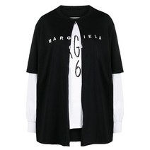브랜드없음 MM6 메종 마르지엘라 더블 로고 티셔츠 S52GC0223 S23955 962 BLACK [MSC015]