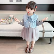 여아 쉬폰 원피스 청조끼 데님 세트 2살 3살 5살 원피스 아동복 치마 봄 옷 여자 아이 유아
