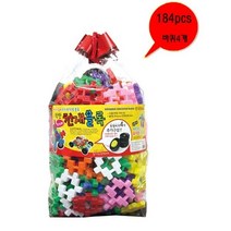 국민교육사 뉴꼬마 천재블록 184pcs 비닐형 사각 십자 블록