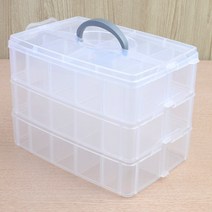 3단 다용도 칸막이 수납함 케이스 비즈 보관함, 색상, 투명