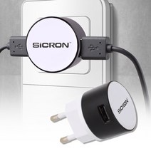 (평화)시크론 USB2구콘센트충전기/220V가정용스마트폰충전, 블랙