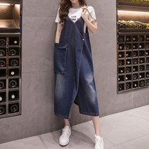 데님 멜빵 롱 청원피스
