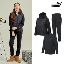 푸마키즈 [PUMA] NEW 주니어 패딩 트레이닝 3종세트 여아 블랙