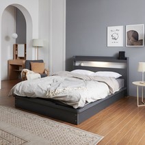 크렌시아 아너스 LED 평상형 슈퍼싱글/퀸 침대+본넬 매트리스+방수커버, 그레이