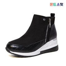 몬드스팟 7cm 여성 통굽 키높이 웨지 스니커즈 하이탑 패션운동화 블랙 (DM807)