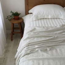 [천삼백케이] [브리즈홈] 린넨샤벳 홑겹이불(블랭킷)(2colors)(130x130cm), 베이지(아이보리 핀스트라이프)