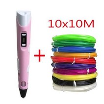 조카 선물 3d펜 led diy 3d 프린터 펜 드로잉 펜 3d 인쇄 pla 필라멘트 스마스 을 초등학생, 핑크 10color pla