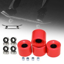 롤러 스케이트 휠 스피드 인라인 바퀴 60mm 경도 78A 전문 롱 보드 4 개 팩 베어링 스페이서 크루저 8 포함, Red Black Cover, Red Black Cover