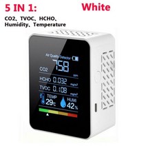 5in1 CO2 미터 디지털 온도 습도 측정 시험기 이산화탄소 TVOC HCHO 감지기 대기 질 모니터, Type1 5 in 1 White