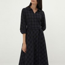 여성 체크 사선 플레어 포멀 원피스