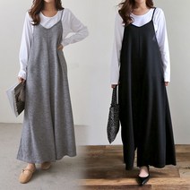 오브치치 루즈핏 빅사이즈 점프슈트 세트 캐쥬얼 점프수트 코디세트 상하세트 멜빵바지 + 티셔츠 세트