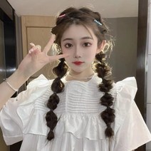 YAPOGI초롱머리 딴머리 땋은머리 복싱머리 부분가발, 2개입, 자연블랙