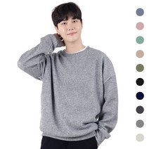 남성용 오버핏 코듀로이 소프트 라운드 맨투맨 티셔츠