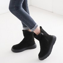 여자 겨울 털안감 옆지퍼 통굽 발편한 세무 폼폼 부츠