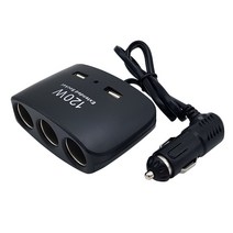 120W 12V-24V 겸용 2구USB + 3구 멀티소켓 시거잭 자동차 차량용, 베이직 블랙