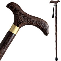 남성용 여성용 수제 나무 지팡이 천연 나무 워킹 스틱 손목 스트랩과 고무 팁 포함 노인용 경량 나무 목발 - 91.4cm(36인치) (지치무), 36