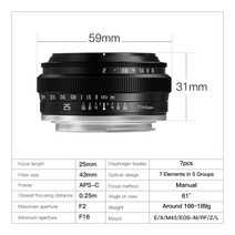 캠코더렌즈 카메라렌즈 TTartisan 25mm F2 APS-C 렌즈 후지 X 소니 E Z 캐논 EF-M 시그마 파나소닉 L 올림, 01 Nikon Z