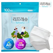 리프레슈 비말차단 마스크 대형 KF-AD 화이트, 100매입, 1개