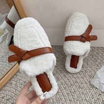털뮬 여성 털신 방한화 슬리퍼 패딩뮬 겨울뮬 퍼뮬 양털뮬 럭셔리 디자이너 화이트 겨울 면화 신발 여성 슬리퍼 따뜻한 솜털 곱슬 양 모피 플랫 벨트 뮬