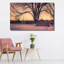 유홍아트 눈 덮인 나무 와이드 풍경 사진 그림 액자 6호(41x27cm) (5729130)