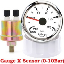 유면계 유량계 AD 방수 52MM 오일 압력 게이지 0-10 Bar 오일 프레스 미터 7 색 백라이트 해양 보트 자동, 06 GaugeXSensor WS