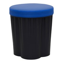 RM디자인 플라워 국산 스툴 수납 깡통의자 드럼통의자, 플라워 수납, 블랙본체, 블루방석