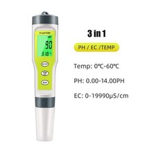 염도측정계 염도계 4 인 1 PH 측정기 PH/TDS/EC/온도 측정기 수영장 식수 수족관용 디지털 수질 모니터 테스터, PH EC Temp tester