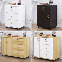 사무실서랍 보조서랍 열쇠 탕비장 회사 사무용가구, (자물쇠 바퀴 있는 서랍3개)웜화이트