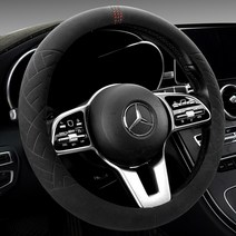 투싼IX핸들커버 자동차 D컷 겨울 열선 극세사, 블랙, 민트