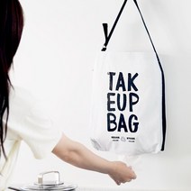 넉넉한 빅사이즈 패브릭 비닐봉지 정리함 레터링 봉투홀더, 화이트