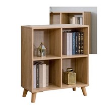 Sunshine 4단 책장 교구장 서랍 오픈 선반 4칸 2단, 오크