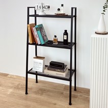 로얄다이아 철제 인테리어 와이드 틈새 사다리 선반 수납 장식장, 와이드 3단 철제선반 - 블랙