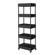 IYES 5단 이동식 틈새 트롤리 수납선반 IY-5P, 블랙