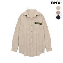 비엔엑스 여성용 백뷰 체크 배색 골덴 셔츠