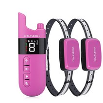 강아지훈련 애견훈련 800m 원격제어 충격 진동 방수 사운드 기능, CHINA, Eu 플러그, Purple for 2 Dogs