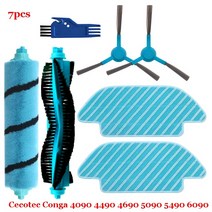 여과포 공조기 필터 Cecotec Conga 4090 로봇 진공 청소기 부품 메인 사이드 브러시 Hepa 필터 걸레 천 액, 07 Set-7