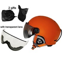 LOCLE 업그레이드 CE 인증 스키 헬멧 일체형 성형 야외 스포츠 고글 성인 또는 눈 보드, [01] S 5254cm, [06] Black 2 Lenses